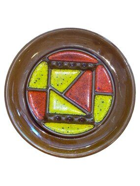 Vintage Japanese Ceramic Ashtray Fat Lava Mid-Century Modern Geometric Design Ye